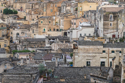 High angle view of buildings in city