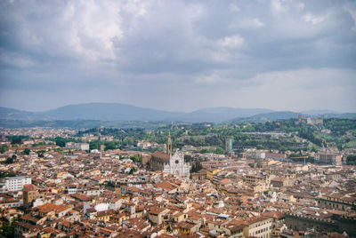 High angle view of townscape against sky