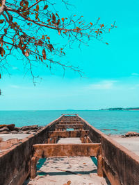 Scenic view of sea against blue sky