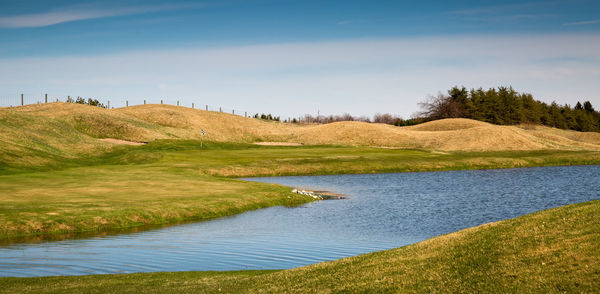 Scenic view of lake against sky