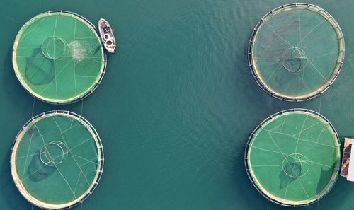 High angle view of water fisheries 