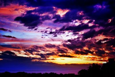 Scenic view of dramatic sky at sunset