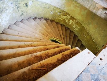 High angle view of spiral staircase