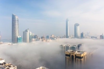 Foggy morning on abu dhabi city