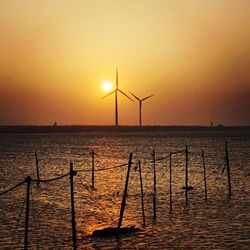 Scenic view of sunset over sea