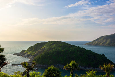 The mountains and sea scenery with blue sky, phuket islands thailand