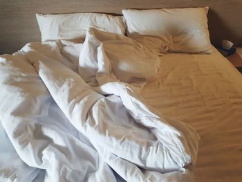 High angle view of bed at home