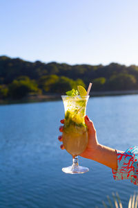 Close-up of drink in sea