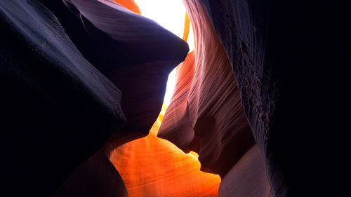 Low angle view of rock formation against sky