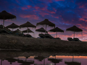 Panoramic view of beach against sky during sunset