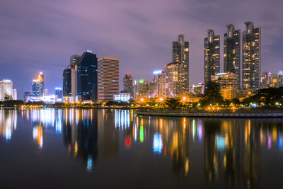 Illuminated city at night