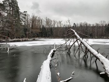 Scenic view of frozen lake against sky