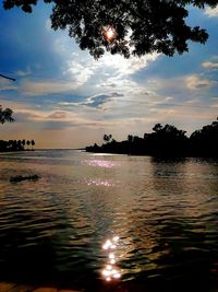 Scenic view of sunset over river