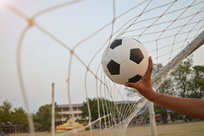 The ball of the foot was pushed into the net.