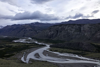 Scenic view of mountains against sky