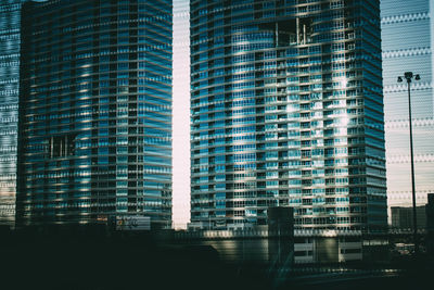 Low angle view of modern buildings in city