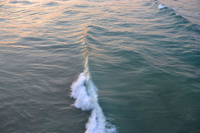 High angle view of wave in sea