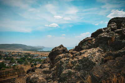 Rock formations against sky