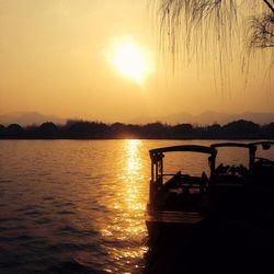 Sunset over calm lake