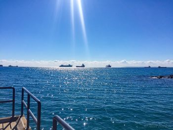 Scenic view of sea against sky on sunny day