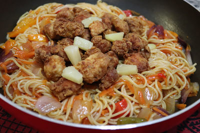 Close-up of pasta in bowl