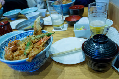 Food served on table