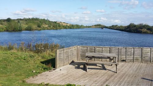 Scenic view of lake against sky