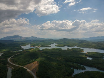 Scenic view of lake against sky