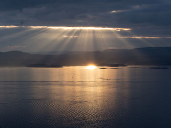 Scenic view of sunset over river