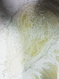 High angle view of ice cubes in glass