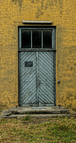 Closed door of building