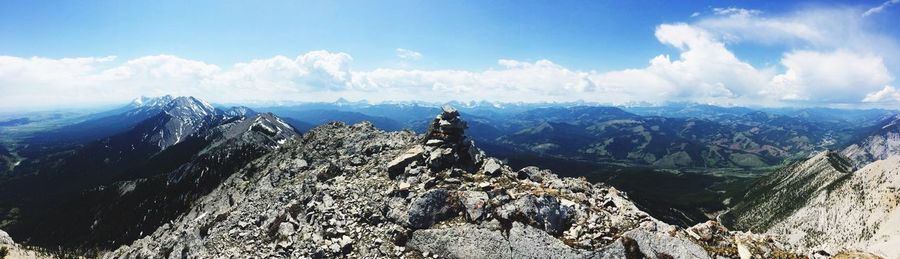 Panoramic view of landscape against cloudy sky