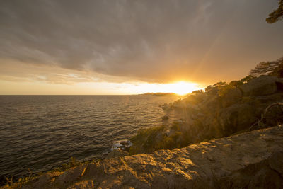 Scenic view of sea against sky during sunset