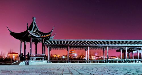 View of temple against sky at night