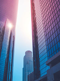 Low angle view of skyscrapers against clear sky