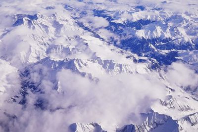 Aerial view of snowcapped mountains