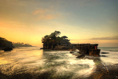 Scenic view of sea during sunset