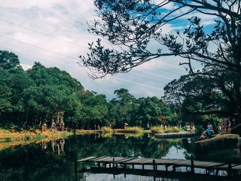 Scenic view of lake against sky