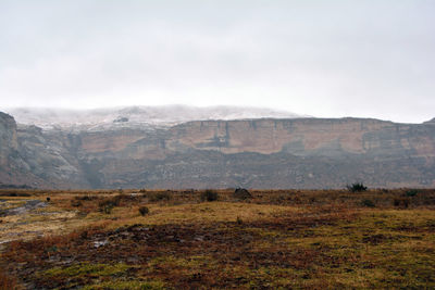 Scenic view of mountains against sky