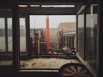 View of city through window