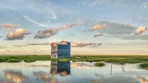 Scenic view of lake against sky