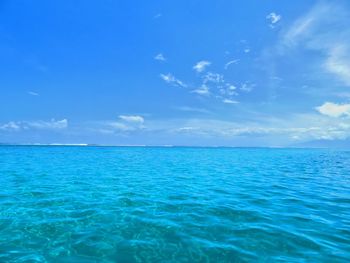 Scenic view of sea against blue sky