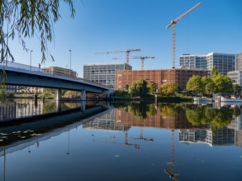 Reflection of buildings in water