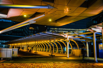 Illuminated railroad station