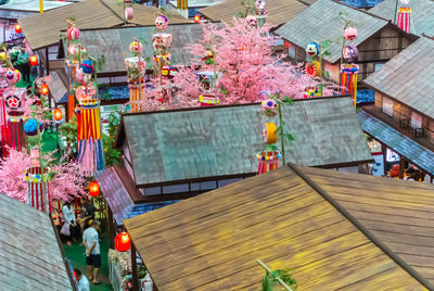 High angle view of flowering plants at market