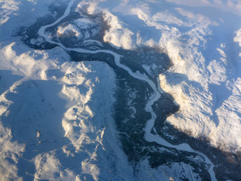 High angle view of snow