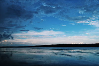 Scenic view of sea against sky at sunset