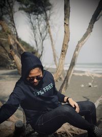 Man sitting on beach