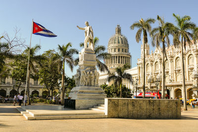 View of flags against building