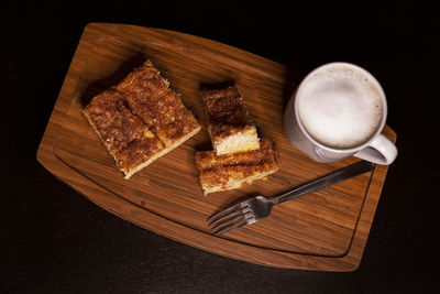 High angle view of breakfast on table